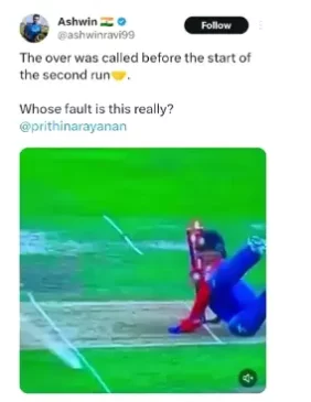 Ashwin's reaction on controversial call