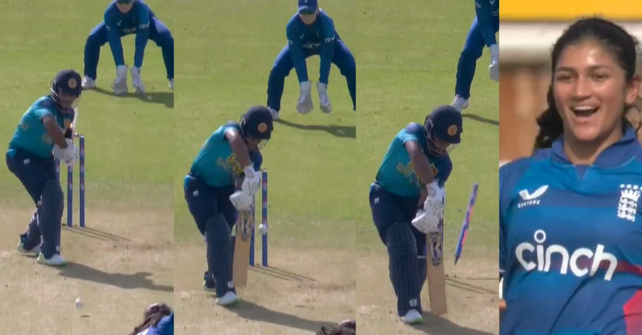 ENG-W vs SL-W 2023 [WATCH]: Mahika Gaur bowls a jaffa to send Chamari Athapaththu’s off-stump for a walk in 1st ODI