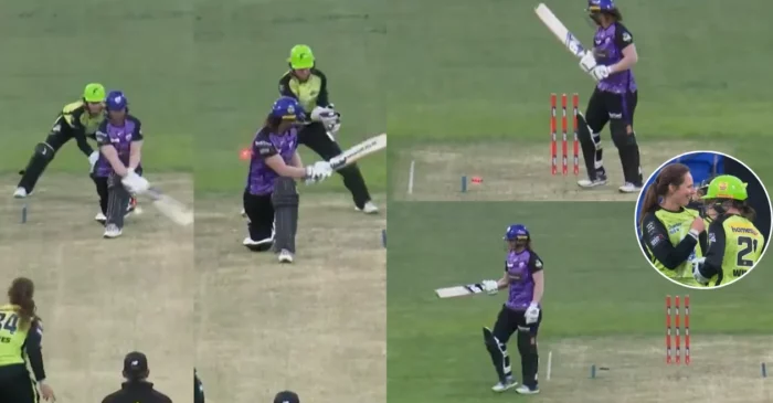 WBBL 2024 [WATCH]: Samantha Bates’ clever spin bowling dismisses Chloe Tryon for a duck