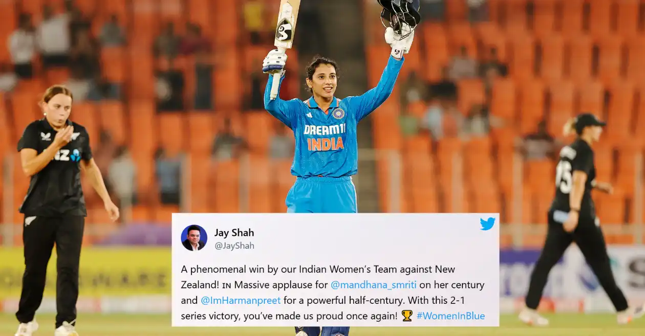 Twitter reactions: Smriti Mandhana hits a dazzling century as India beat New Zealand to clinch Women’s ODI series