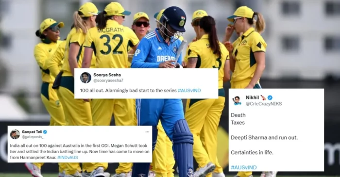 Fans troll Harmanpreet Kaur’s Indian team for getting bowled out for just 100 runs in the 1st ODI against Australia