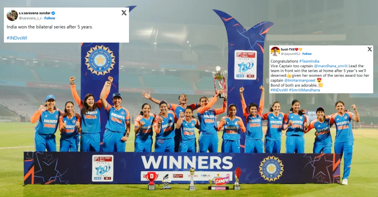 IND-W vs WI-W [Twitter reactions]: Smriti Mandhana and Richa Ghosh shine as India clinch historic T20I series win at home after 5 years