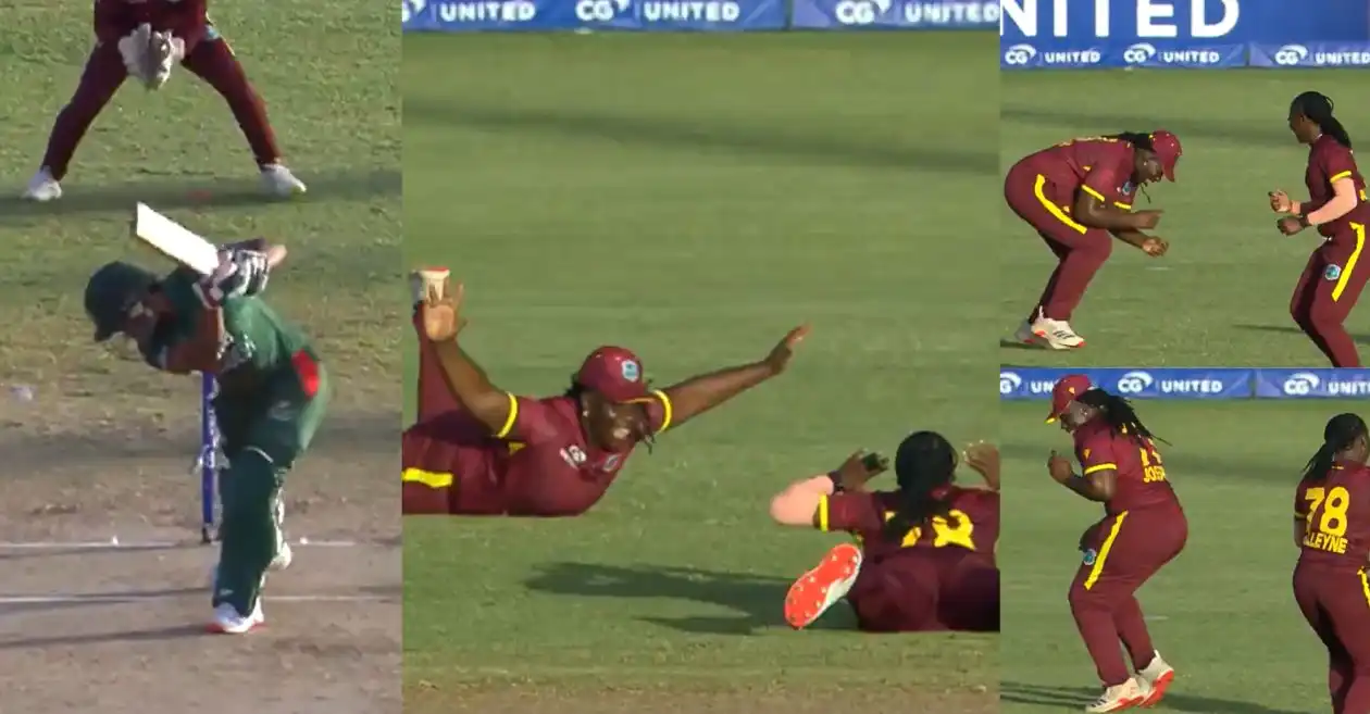 WATCH: Aaliyah Alleyne engages in an energetic celebration with Qiana Joseph after dismissing Fariha Trisna in 2nd ODI