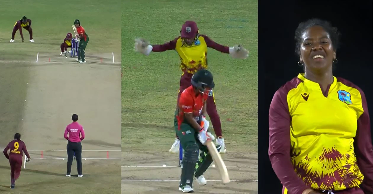 WI-W vs BAN-W [WATCH]: Afy Fletcher cleans up Fahima Khatun with a beauty in the 2nd T20I