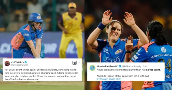 WPL 2025 [Twitter reactions]: Nat Sciver-Brunt shines as Mumbai Indians outclass UP Warriorz with a 8-wicket victory