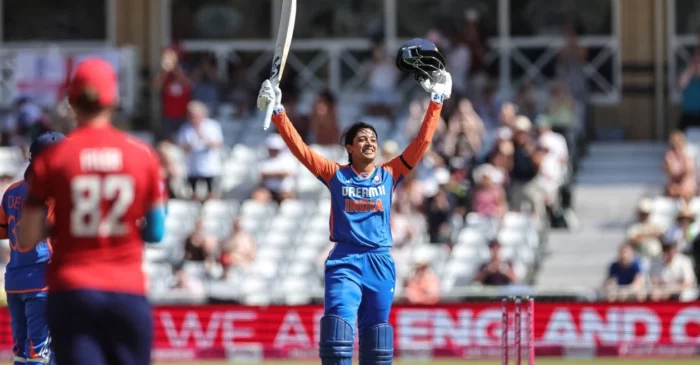 WATCH: Smriti Mandhana hits maiden T20I century, scripts history in series opener against England