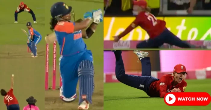 ENG-W vs IND-W [WATCH]: Charlie Dean’s sensational sliding catch to dismiss Richa Ghosh in the 3rd T20I