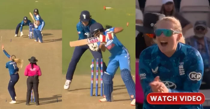 ENG-W vs IND-W [WATCH]: Sophie Ecclestone strikes with a genius arm‑ball to dismiss Pratika Rawal in the 1st ODI