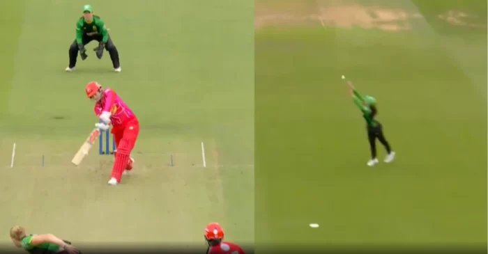WATCH: Maia Bouchier grabs a stunner to dismiss Tammy Beaumont in Brave’s thrilling win over Fire – The Hundred Women’s 2025
